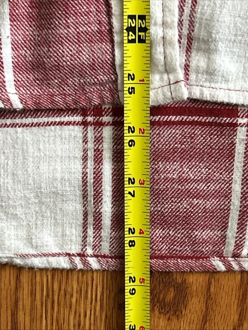 Time & Tru Long Sleeve Cream & Burnt Red Plaid Hooded Shacket Women's 2XL (20) - Picture 7 of 9